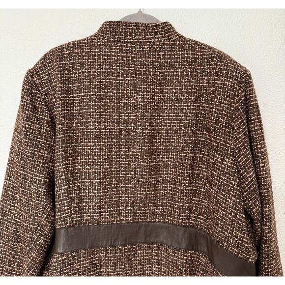 Spencer Jeremy Women's Wool Blend Tweed Leather Trim Blazer Jacket Size 2X - Picture 12 of 13